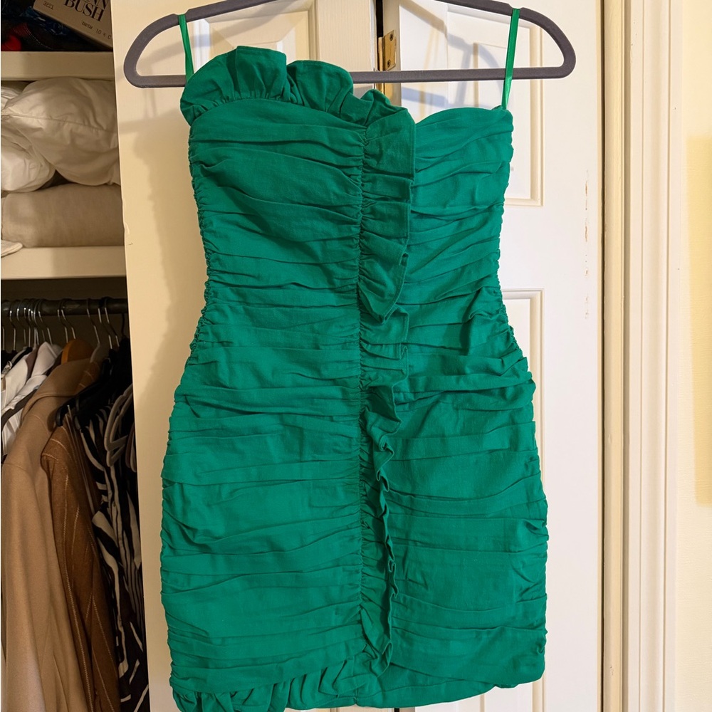 Elegant Green Ruched Dress
